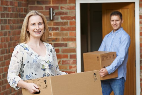 Workstations and office furniture arranged for relocation
