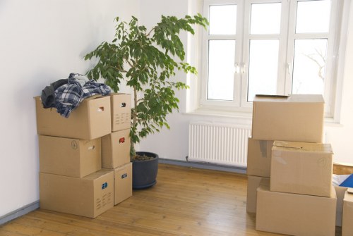 Office moving preparation checklist and labelled boxes