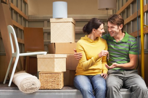 Professional office furniture and boxes prepared for relocation